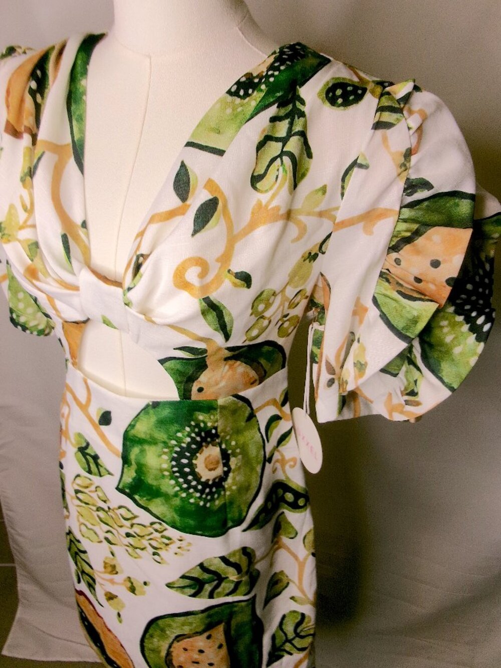 Luxxel NWT Puff Sleeve Cutout Mini Dress Fruit Print Resort Vacation M